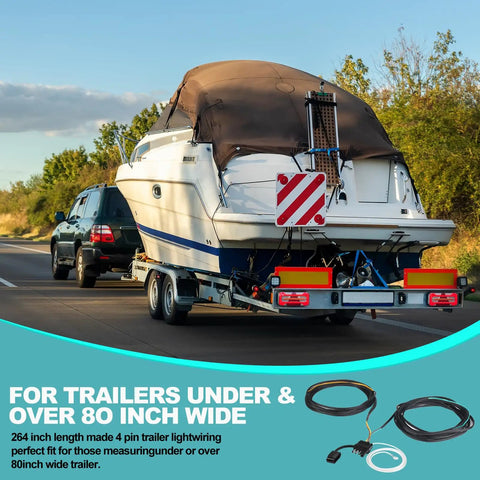 22Ft 4 Pin 5 Wire Trailer Wiring Harness With Nylon Net Tube Waterproof Copper Wires For Boat And Utility Trailers