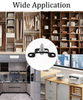 Dead Nuts Secure Hidden Panel Connectors Quick Lock Cabinet Fasteners With Included Screws Heavy Duty concealed slide buckles in black displayed in interior designs.