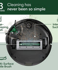 Smart Robot Vacuum With 70X Power-Lifting Suction, LiDAR Mapping, shown from bottom view with edge-sweeping brush and bristle brush.