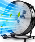 Beastly 24 Inch High Velocity Drum Fan With 8800 CFM Heavy Duty Industrial Airflow, Three Speed Metal Tilt Floor Fan On Wheels