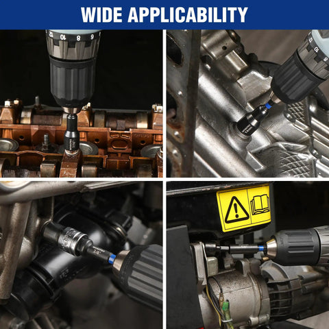 39-Piece Magnetic Nut Driver Set With Impact Socket Adapters in use on automotive engine components