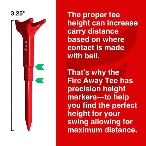 Premium Golf Tee with Reduced Spin and Low Friction, Red, Precision Height Markers, 3.25 inches for Higher Launch and Longer Carry.