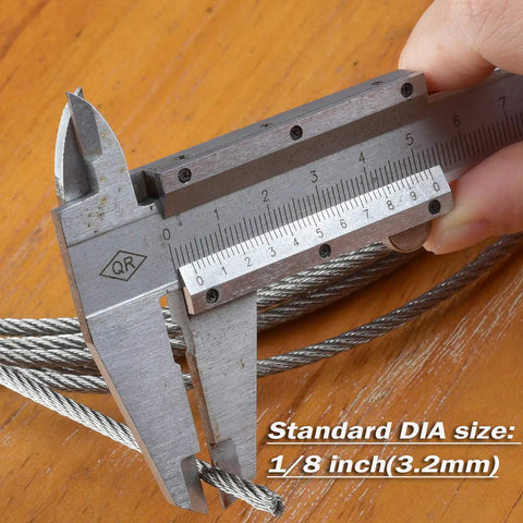 1/8 Inch T316 Stainless Steel Wire Rope For Cable Railing Marine Grade Outdoor Ready And Rust Resistant Pro Grade 500 Ft Coil For Easy Install Right Now with caliper measuring diameter