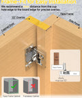 Installation guide showing twenty pack heavy duty soft close cabinet hinges for half inch overlay face frame doors.