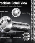 Close-up of M2.5 Hexagon Socket Screws 304 Stainless Steel Semi Circular Pan Head For Mechanical Furniture And Electronics Assembly 4mm