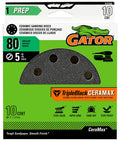 Heavy Duty 80 Grit Ceramic Sanding Discs With Hook And Loop Backing For Quick Change Resin Bonded Prepping packaging with 10 discs