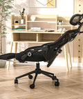 Ergonomic Office Chair With Footrest For Long Workdays And Gaming, Adjustable Lumbar Support And Headrest, 90 To 160 Degree Recline Mesh Back