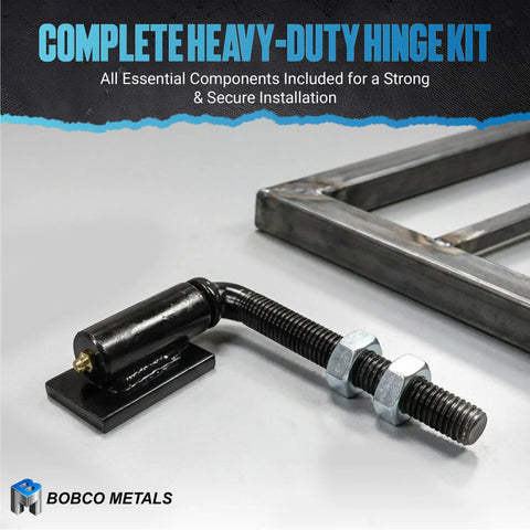 Heavy Duty 5/8 Inch Weld On Gate Hinges For Driveway And Fence Gates, Steel With Rust Resistant Black Powder Coat Finish, Built Tough For Outdoor Use, 4 Pack, Each Pair Supports Up To 300 Lb installed with bolts and hinge bracket