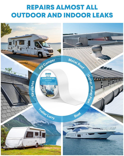 Image showing RV Roof Sealant Tape 4 Inch By 50 Foot Waterproof Weatherproof UV Resistant Sealant Tape for RVs and boats.