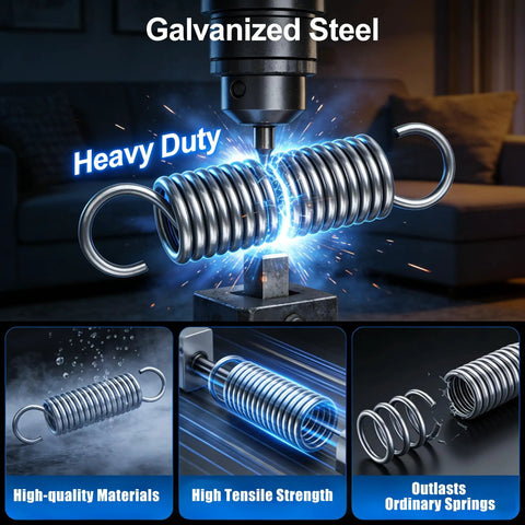 Heavy Duty Replacement Recliner Mechanism Tension Spring For Couch Furniture Restoration Parts, galvanized steel, 2 7/8 inch length.