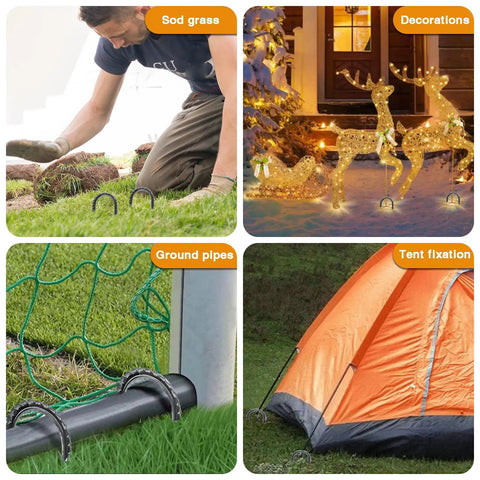 8 Inch Rebar Garden Stakes Tough As Nails Ten Pack U Hook Metal Stakes Rust Proof Electrostatic Finish For Tent Landscaping Outdoor