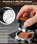 Premium Eight Piece Espresso Accessories Kit With 58Mm Tamper And Pro Distributor For Breville Gaggia Machines Making Legit Shots All Day Fly Barista Gear That Truly Slaps, featuring a coffee distributor in use.