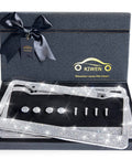 Sparkly Rhinestone License Plate Frames 2 Pack Bling Set with Over 1100 Black 5mm Rhinestones, Gift Box Display