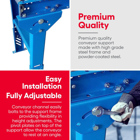 Adjustable Gravity Roller Stand for Woodworking and Table Saw Support with durable steel frame and adjustable height features.