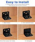 Heavy Duty L Brackets And Corner Connectors For Woodwork, Includes Three Hundred Assorted Screws, Rust Resistant black steel brackets in installation steps.
