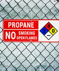 Propane Safety Sign Set No Smoking No Open Flames Aluminum Warning Signs With NFPA Symbol 9.84 By 3.93 Inches 2 Pack