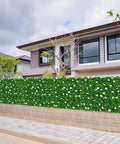 Expandable Faux Ivy Fence Screen for Balcony and Patio 16x45 Inch Closed Expands to 92 Inch Wide Willow Frame with Realistic Ivy and Flowers