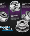 Product details of 4WD Front And Rear Wheel Bearing Hub Assembly Set For AWD Models Only Hyundai Santa Fe 2007 2014 Santa Fe Sport 2013 2014 Veracruz 2007 2012 Sorento 2011 2015 4 Piece Replacement Hubs; showing dustproof finish and high-strength bolts