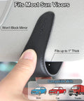 Slick Magnetic Leather Sunglass Holder For Cars That Snaps Right Onto Your Visor, fitting most sun visors, made of leather.