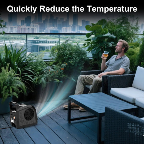High Velocity Blower Fan Air Mover For Floor Drying And Ventilation, 355 CFM Portable Utility Fan on outdoor patio