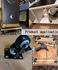 Heavy Duty Furniture Castor Wheels With Dual Locking Spinners And Smooth Polyurethane Tread Four Pack Universal Swivel Caster Plates applied under furniture.