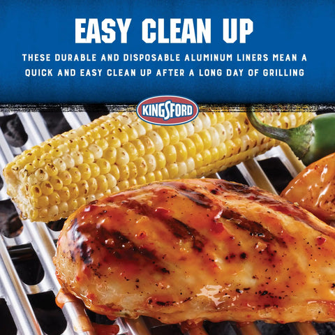 Extra Tough Aluminum Grill Liners For Outdoor Grills Disposable Foil Grill Toppers That Catch Food Sauce And Mess Keeps Grates Clean