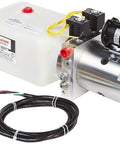 4-Way DC Hydraulic Power Unit With 12V Motor And Built-In Pump For Trucks And Trailers, Compact 0.75 Gallon Poly Reservoir
