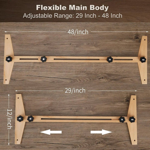 Stair Tread Template Tool Pro Grade Jig With Adjustable Length From 30.5 To 49 Inches, wooden construction on floor.