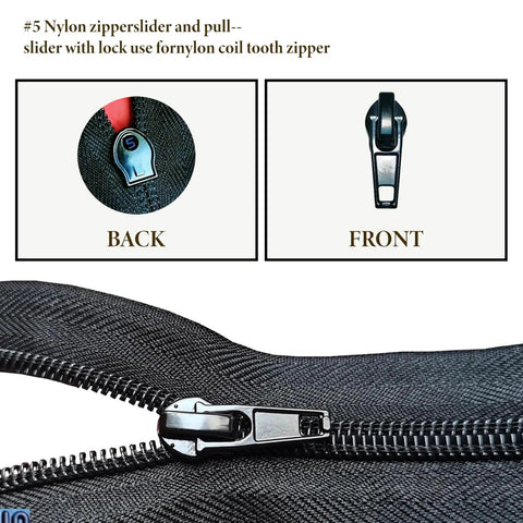12 Piece Zipper Repair Kit With Locking And Non Locking Sliders And Top And Bottom Stops For Coats Jackets Backpacks Bags And Metal Or Plastic Zippers For On The Go Fix showing front and back of lock slider
