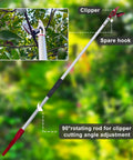 4 Foot Aluminum Pole Pruner With Long Reach Pruning Shears Cut And Hold Garden Clippers Lightweight Yet Durable No Bend Needed Tree Trimmer shown extended with clippers attached