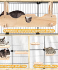 Premium Solid Pine Wood Chinchilla Suspension Bridge and Climbing Ledges with chinchillas on platforms inside cage.