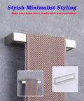 Contemporary Stainless Steel Wall Mounted Two Piece Bathroom Hardware Set With Brushed Finish Towel Holder on gray tile wall
