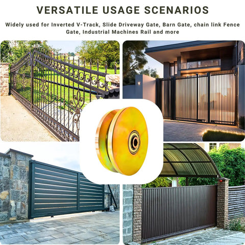 Built Like A Tank 6 Inch V Groove Sliding Gate Wheels Set Of 2, Double Bearing Steel Rollers for various gate types.