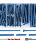 60 Pcs Blue One Quarter Inch Hex Washer Head Concrete Screws Anchor Kit For Masonry Cement Block Brick Or Stucco Diy Friendly Fasteners in box