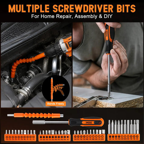 Knockout 313 Piece Ultimate Home Tool Kit With Heavy Duty 12V Cordless Drill And Deep Latch Storage Box Awesome For Quick Fixes Furniture Build Out And Shed Work