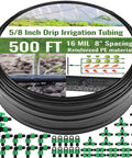 500 Ft 5 Eighth Inch Drip Irrigation Kit With 8 Inch Spacing Drip Tape 16 Mil Hose System package detail view