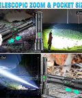 Rechargeable 2000 Lumens LED Flashlight With Long Beam Power Display IPX5 Waterproof 20 Hour Runtime 5 Modes Zoomable Handheld