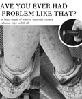 Image of corroded exhaust pipe with inferior bolts and inset of worn bolt in hand, emphasizing need for Heavy Duty Exhaust Manifold Bolts Kit