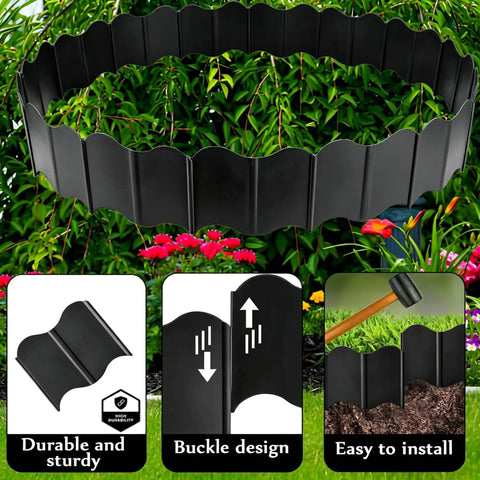 No Dig Interlocking Garden Edging Kit 40 Piece 20 Ft Long 5 Point 3 In Tall Plastic Landscape Border with installation features