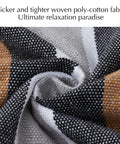 Close-up of thick woven fabric in coffee color, part of Outdoor Double Hammock For Patio And Garden, Brazilian style cotton blend.