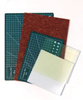 5 Piece Leather Punch Pad Set with A4 A5 Self Healing Cutting Mats 15x15cm Rubber and PP Punch Pads Brown