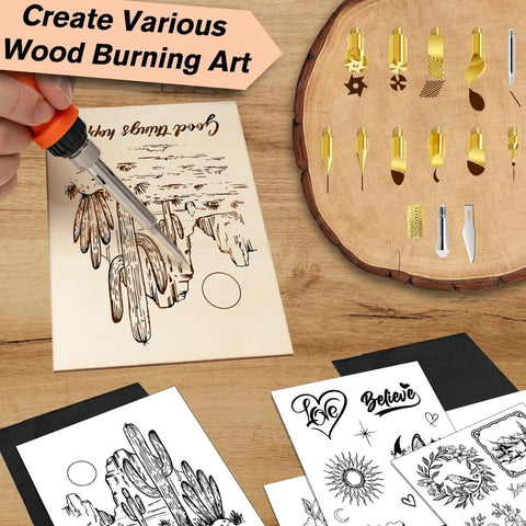 All In One Wood Burning Kit With Adjustable Temperature Pen 81 Piece Pyrography Set For Wood Leather Foam And Fabric