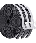 MAGZO weather stripping door seal foam tape, 1/2 in wide x 1/8 in thick, black adhesive, 3 rolls (50 ft total)