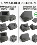 Comparison of stamped sheared rough edge and laser cut smooth edge 24 Pcs Welding Coupons 3x3 And 2x2 Inch 11 Gauge Mild Steel Practice Cubes