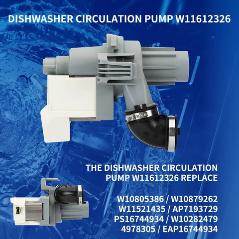 Dishwasher Circulation Pump Motor Assembly Replacement For Whirlpool Kenmore Maytag Amana Sears Dishwashers Easy Install