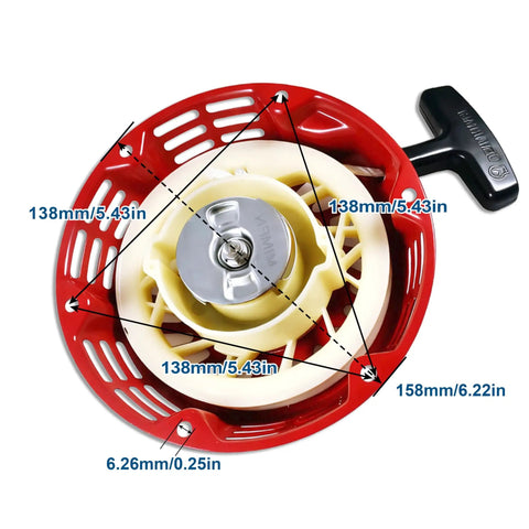 Pull Starter Kit For Predator 212cc And 196cc Engine And Honda GX160 GX200 with handle and dimensions shown