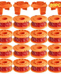 Replacement Trimmer Line Spool Set For Weed Eater Style Cordless Trimmers, 0.065 Inch Refills, 16 Spools And 4 Caps