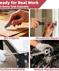 All In One 515 Piece Aluminum Trolley Tool Set On Wheels With Four Drawers Portable Toolbox For Home Car Garage Maintenance And Auto Repair Equipped With Wrenches Pliers Sockets Hammer Tape Measure And More in use for various tasks like DIY projects, household repair, furniture assembly, and vehicle maintenance.