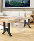 19 Inch Heavy Duty Metal Table Legs Set Of 2 For Industrial Style Coffee Tables And Desks With Adjustable Feet Pads, under wooden table.