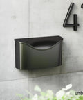 Postino Wall Mount Mailbox In Black With Hinged Lid And Weather Resistant Stainless Steel Dope Curb Appeal mounted on wall